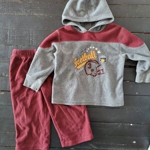 Wonder Kids Baby Boy 24 Months Two Piece Outfit Burgundy Grey Fleece Pants Top